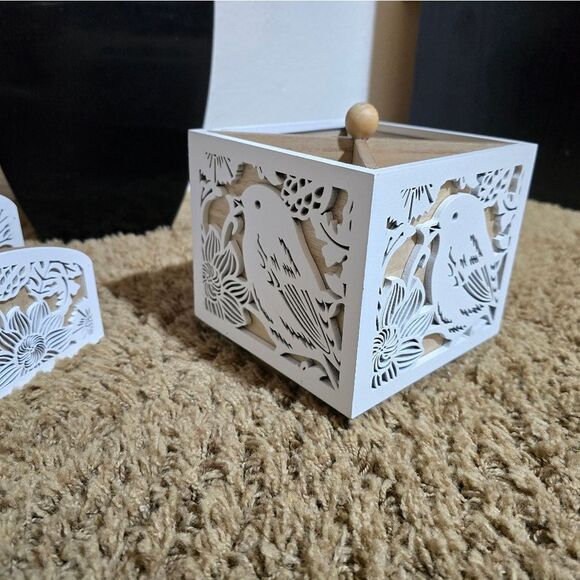 White Decorative Home Accent Set (Rotating Utensil Holder And Nabkins Holder) - Picture 4 of 13